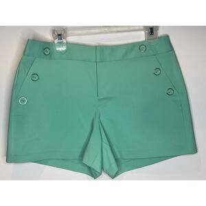 Elle Seafoam‎ Green Sailor Button front Dress Shorts Sz 8 Relaxed Hip NWT